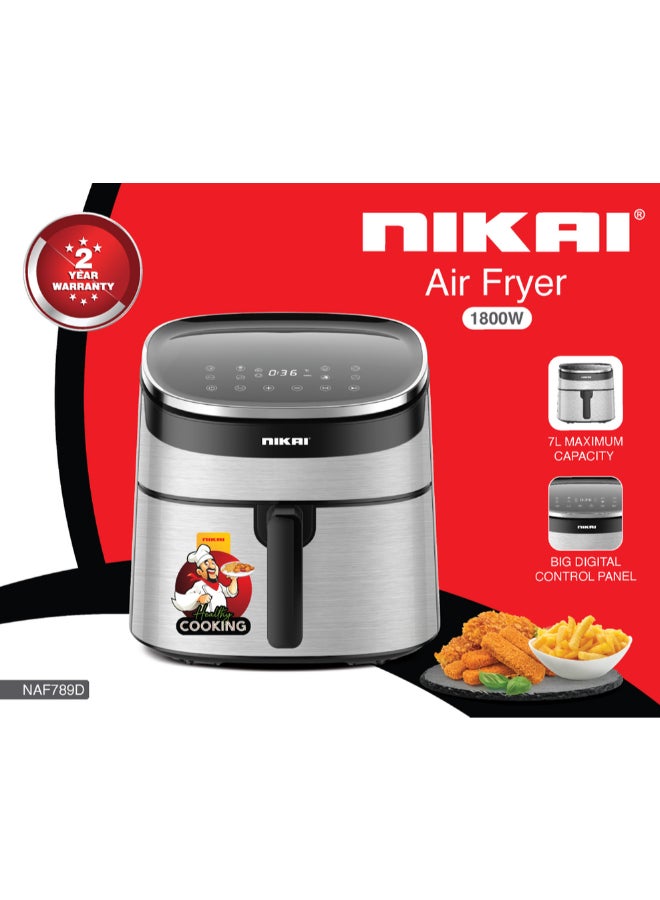 نيكاي 7L Digital Air Fryer, 1800 Watts, Non Stick Detachable Drawer, Overheat Protection, Dishwasher Safe, Naf789D 7 L 1800 W NAF789D Silver - Image 2