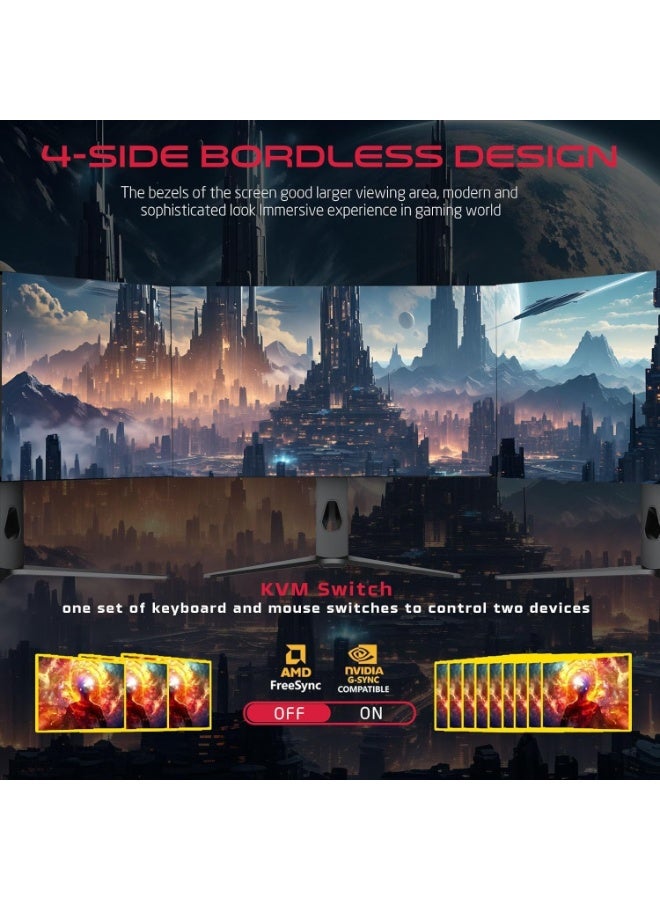 GAMEON 27″ OLED QHD Gaming Monitor – 240 Hz, 0.03 ms, HDMI 2.1, DP 1.4, USB-C 65 W, HDR10, FreeSync, G-Sync, 10-Bit, 98.5% DCI-P3, KVM, RGB, Adjustable Stand Black - Image 3