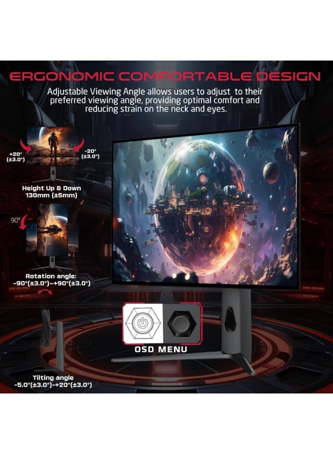 GAMEON 27″ OLED QHD Gaming Monitor – 240 Hz, 0.03 ms, HDMI 2.1, DP 1.4, USB-C 65 W, HDR10, FreeSync, G-Sync, 10-Bit, 98.5% DCI-P3, KVM, RGB, Adjustable Stand Black - Image 5