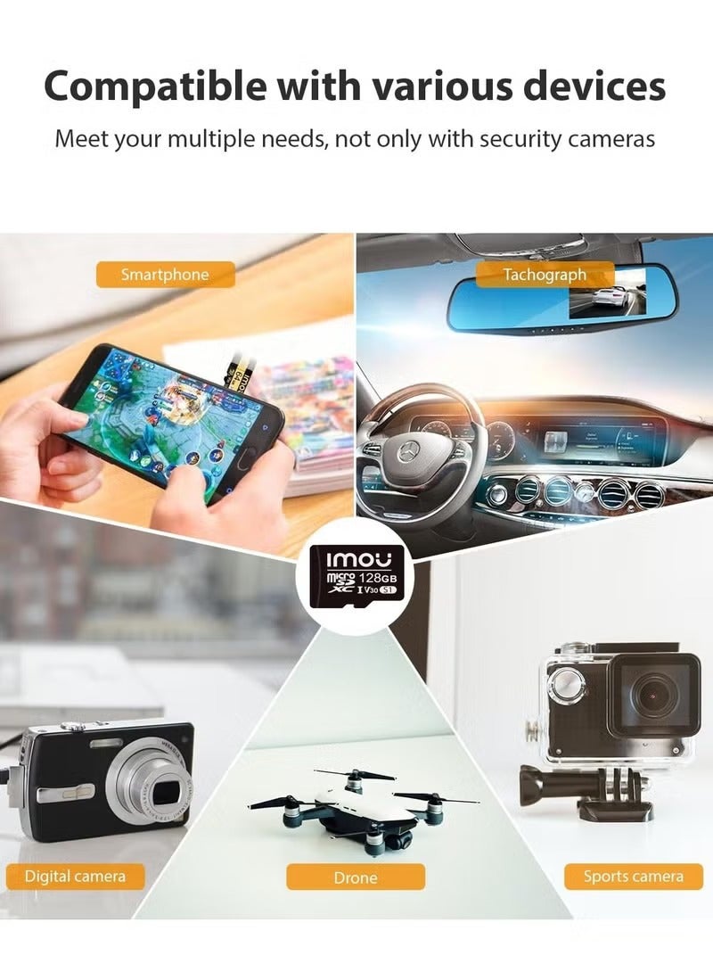 ايمو بطاقة الذاكرة IMOU 128GB microSDXC عالية التحمل | فئة 10 U3 V30 | أداء فائق السرعة للهواتف الذكية والكاميرات والطائرات بدون طيار والأجهزة الذكية - Image 3
