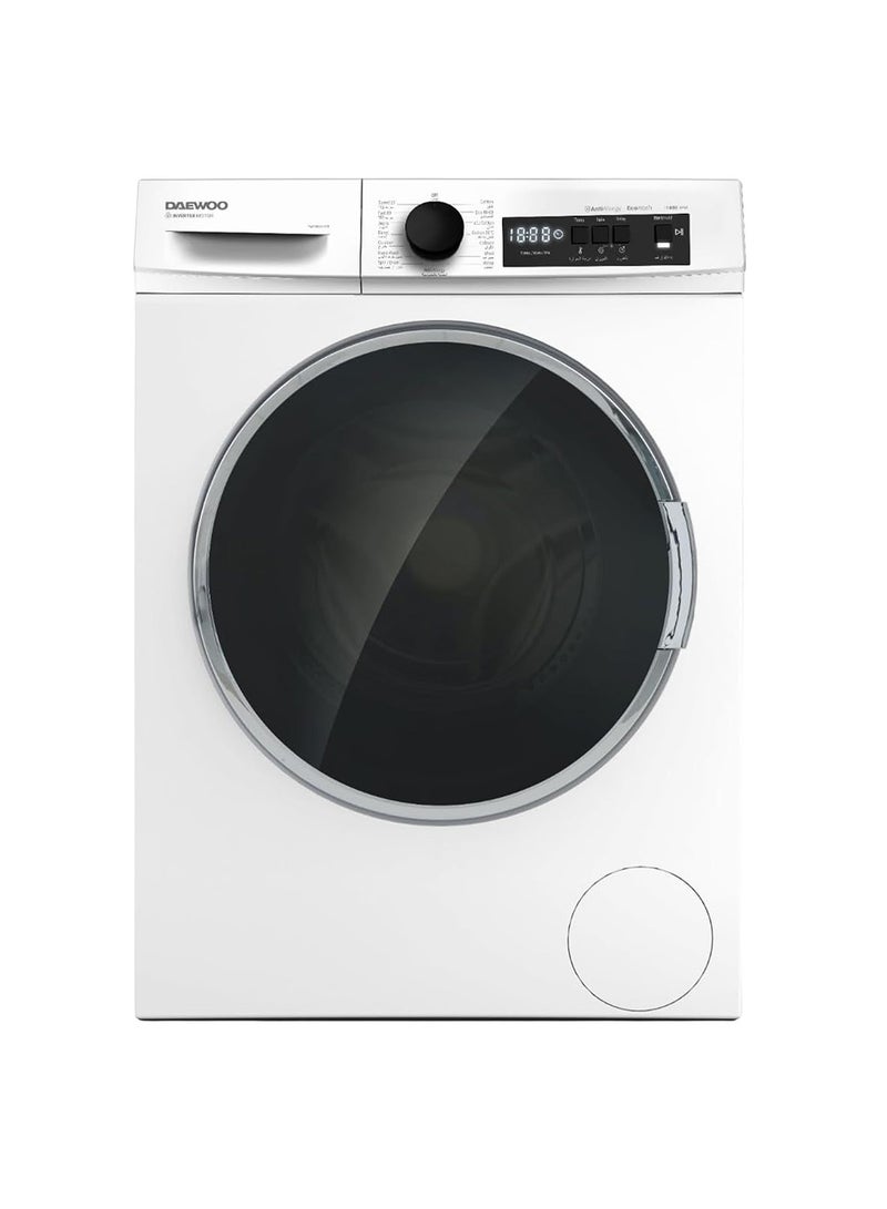 DAEWOO 9Kg Front Load Washing Machine With Lunar Dial, 1400 Rpm, Bldc Inverter Motor, Fully Automatic Washer With Wide Door, Digital Led Display, Child Lock, Steam Care, Quick Wash, 9 kg DWD-9W1412IT white - Image 1