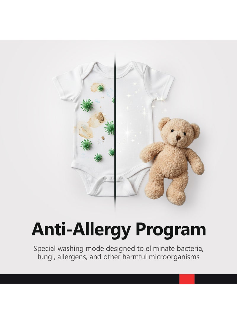 DAEWOO 9Kg Front Load Washing Machine With Lunar Dial, 1400 Rpm, Bldc Inverter Motor, Fully Automatic Washer With Wide Door, Digital Led Display, Child Lock, Steam Care, Quick Wash, 9 kg DWD-9S1413IT grey - Image 5