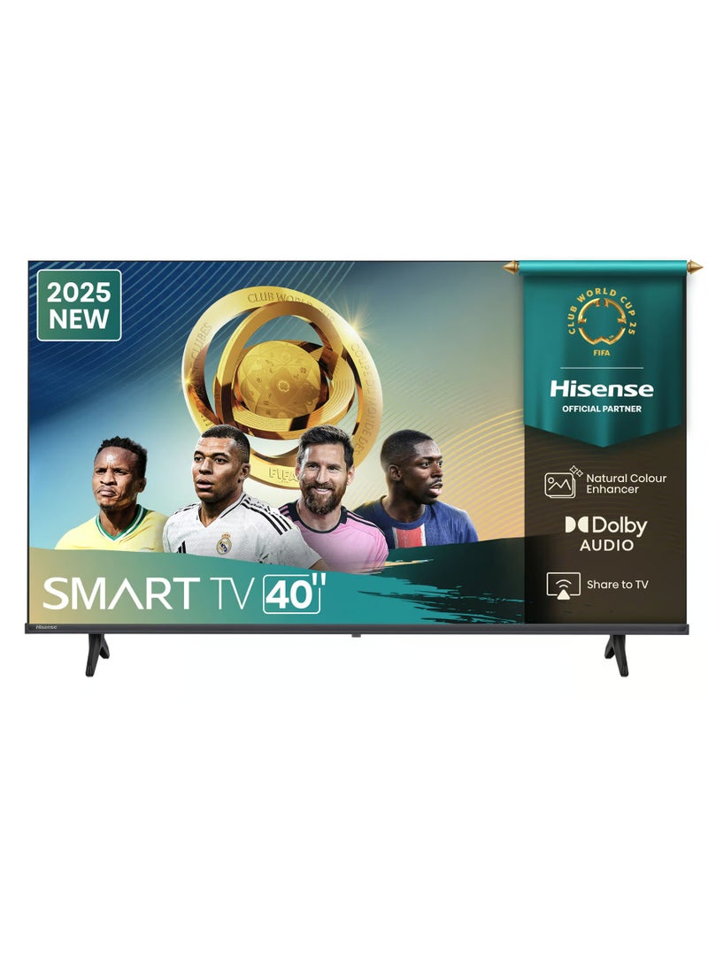 Hisense 40 Inch Full HD Smart TV – VIDAA OS, Natural Color Enhancer, Game Mode, Dolby Audio, Screen Mirroring, Noise Reduction, HDMI ARC, Wi-Fi, YouTube, Netflix - 2025 40A4Q Black - Image 1
