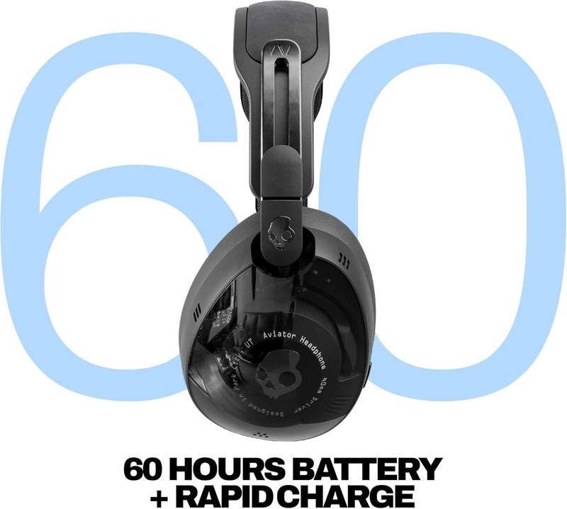 Skullcandy Aviator 900 ANC Wireless Over-Ear Bluetooth Headphones, THX Spatial Audio with Head Tracking, Adaptive Noise Cancelling, Up to 60 Hours Battery, Microphone for iPhone Android - True Black - Image 3