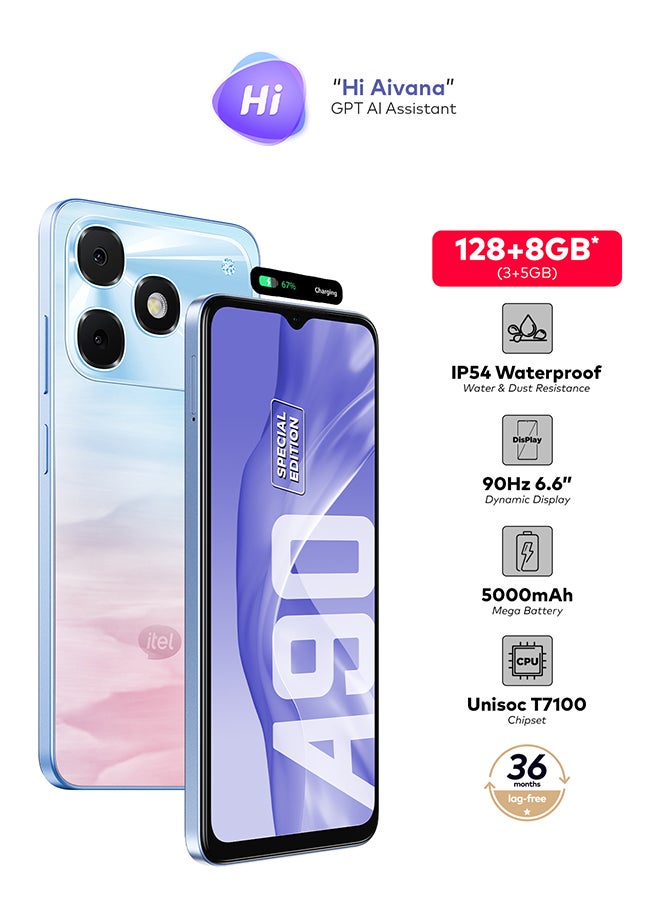 إيتيل A90 إصدار خاص أزرق أروارا 3+5 جيجابايت رام 128 جيجابايت 4G - نسخة الشرق الأوسط - Image 2