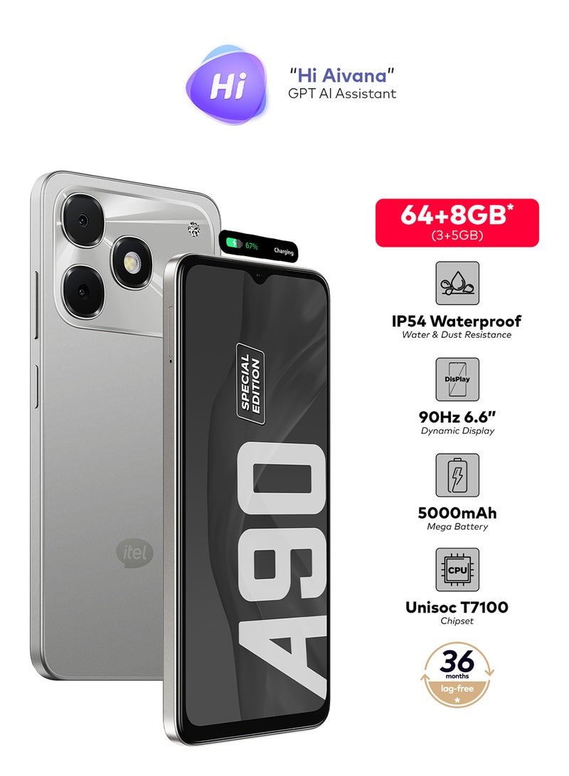 ITEL A90 Special Edition Space Titanium 3+5GB RAM 64 GB 4G - Middle East Version - Image 2