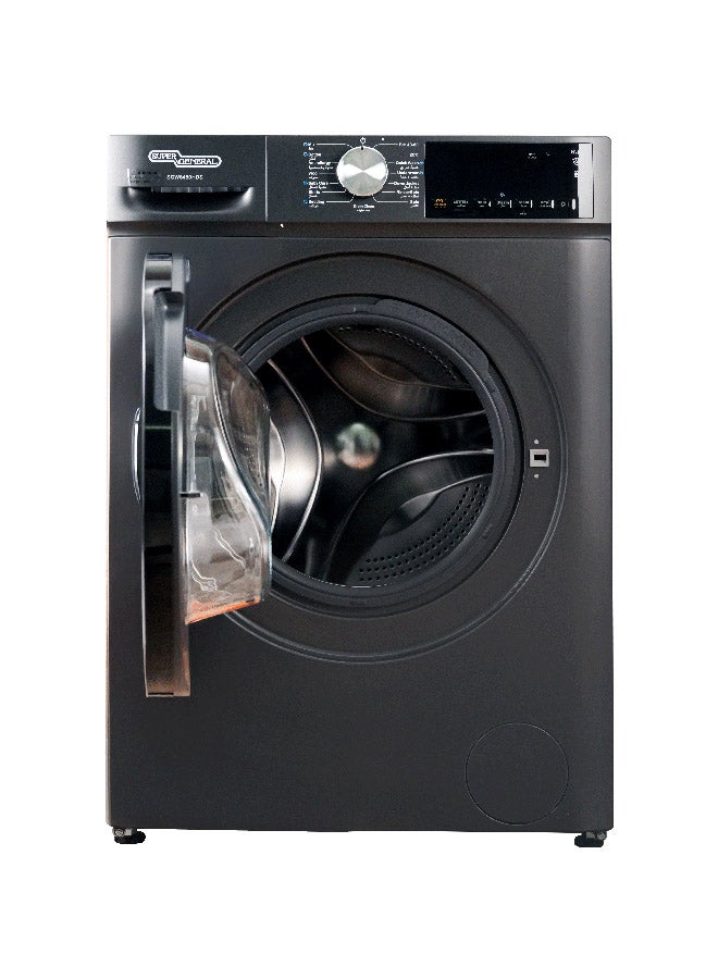 سوبر جنرال غسالة ملابس أمامية سوبر جنرال 8 كجم مع غسيل سريع، 15 برنامج، غسيل بلمسة واحدة، بخار، قفل للأطفال، داكن إنوكس، SGW8450HDS - Image 1