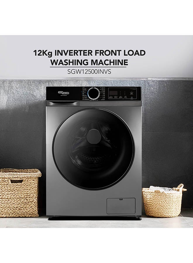 سوبر جنرال غسالة ملابس أمامية سوبر جنرال 8 كجم مع غسيل سريع، 15 برنامج، غسيل بلمسة واحدة، بخار، قفل للأطفال، داكن إنوكس، SGW8450HDS - Image 4