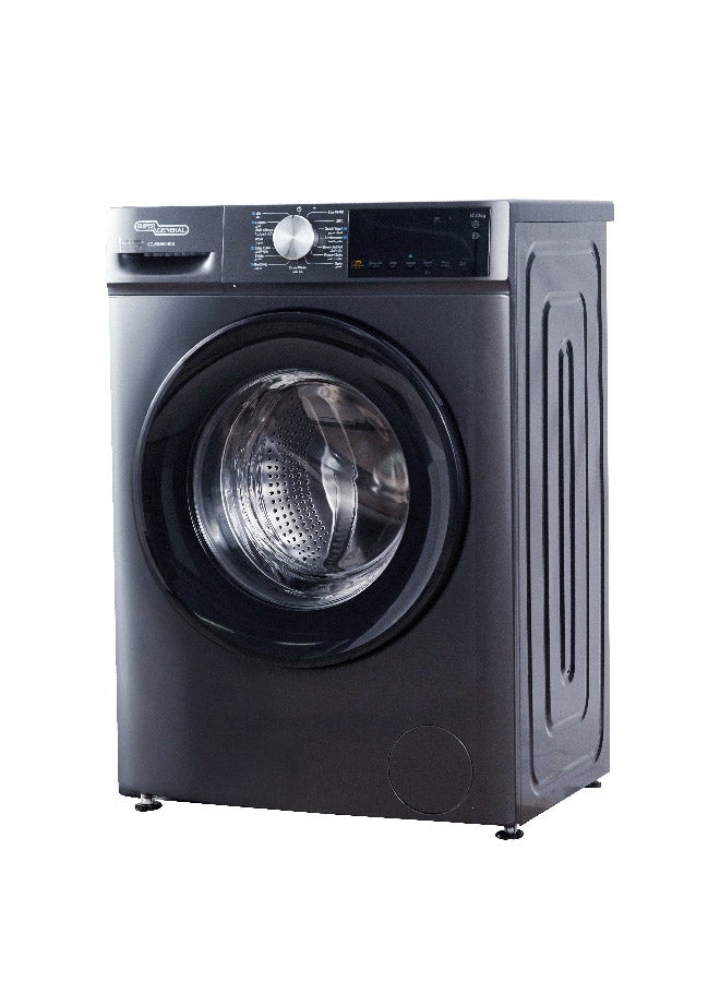 سوبر جنرال غسالة ملابس أمامية سوبر جنرال 8 كجم مع غسيل سريع، 15 برنامج، غسيل بلمسة واحدة، بخار، قفل للأطفال، داكن إنوكس، SGW8450HDS - Image 3