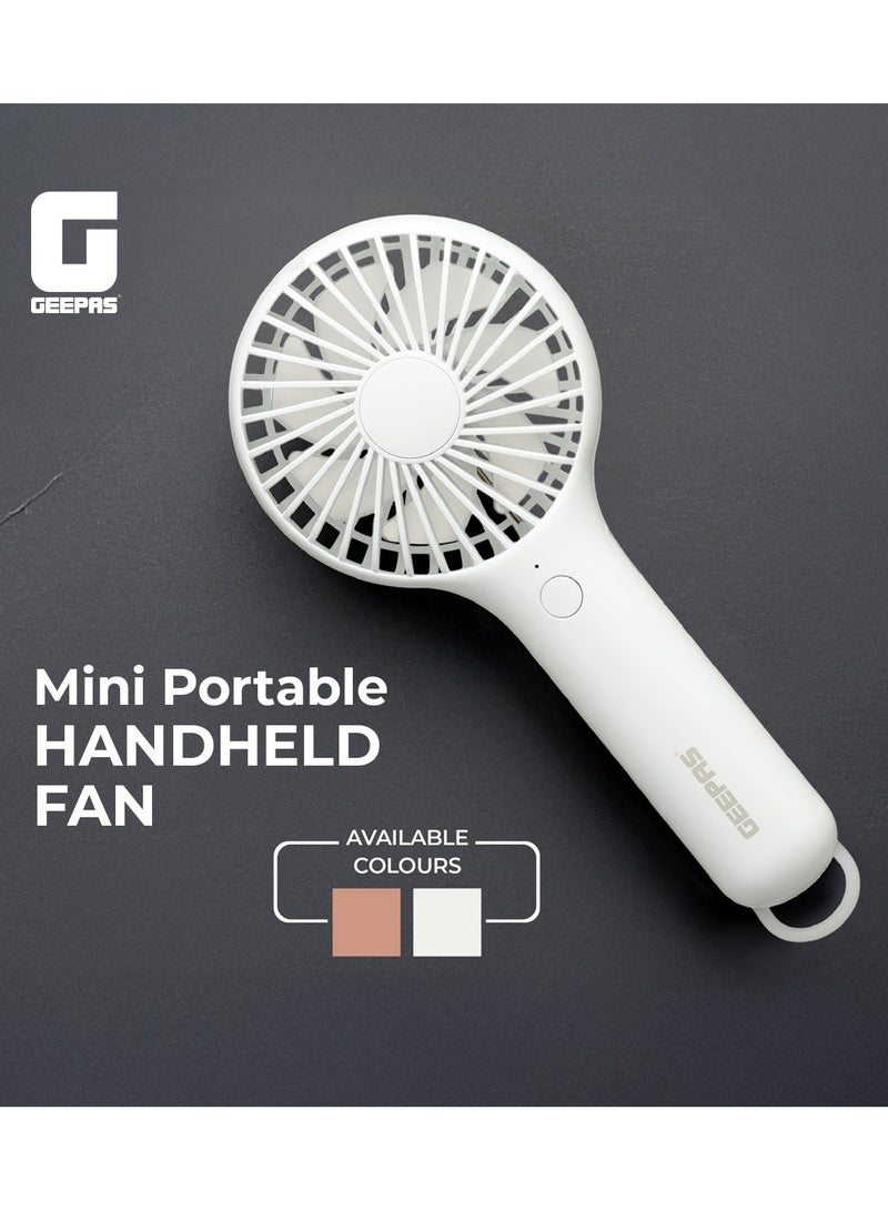 جيباس مروحة يدوية محمولة صغيرة | 3 إعدادات سرعة، 4 ساعات عمر بطارية | تحكم بزر واحد، قابلة لإعادة الشحن، تصميم مدمج | GF21223 - Image 1
