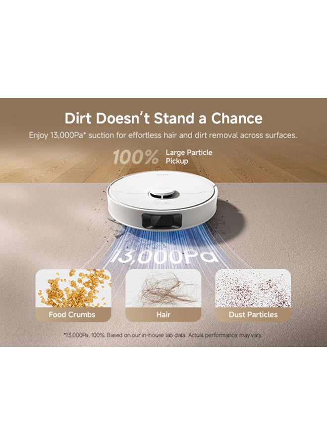 دريم روبوت مكنسة دريمي D20، قوة شفط 13,000Pa، فرشاة مزدوجة لشعر الحيوانات الأليفة، نظام ملاحة LDS، مكنسة وممسحة 2 في 1، للأرضيات الصلبة والسجاد، بطارية 5,200mAh، تحكم عبر التطبيق والصوت - Image 2
