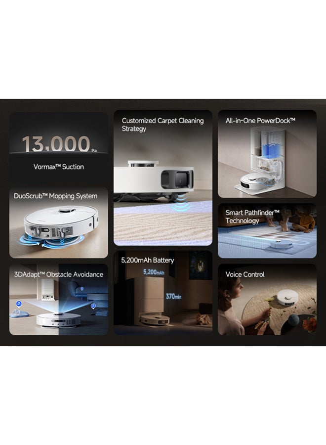دريم مكنسة روبوت دريمي D20 بلس، شفط 13,000Pa، فرشاة مزدوجة لشعر الحيوانات الأليفة، تفريغ تلقائي للغبار، نظام ملاحة LDS، مكنسة وممسحة 2 في 1، للأرضيات الصلبة والسجاد، بطارية 5,200mAh، تحكم عبر التطبيق والصوت - Image 4