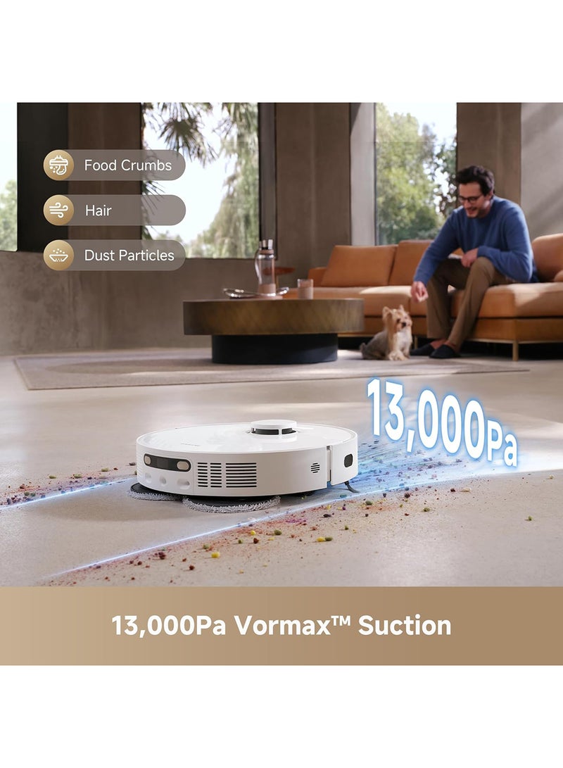 دريم مكنسة روبوت دريمي D20 ألترا مع خاصية التفريغ التلقائي، تنظيف ذاتي للممسحة، شفط بقوة 13,000Pa، رفع الممسحة، استشعار السجاد بالموجات فوق الصوتية، مثالية لشعر الحيوانات الأليفة، السجاد والأرضيات الصلبة، صيانة سهلة - Image 3