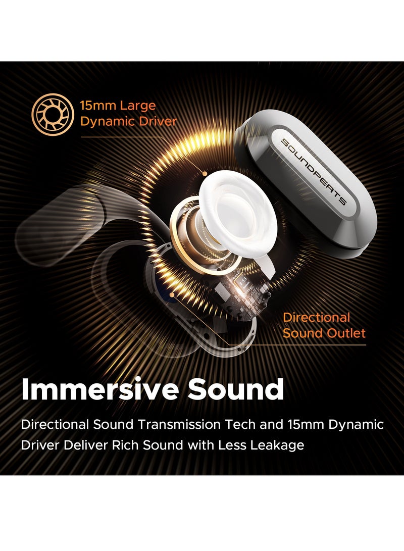 SoundPEATS HearFit Open-Ear Bluetooth 5.3 Earbuds Earphones Hi-Res Sound Multipoint Pairing IPX5 Support App black - Image 4