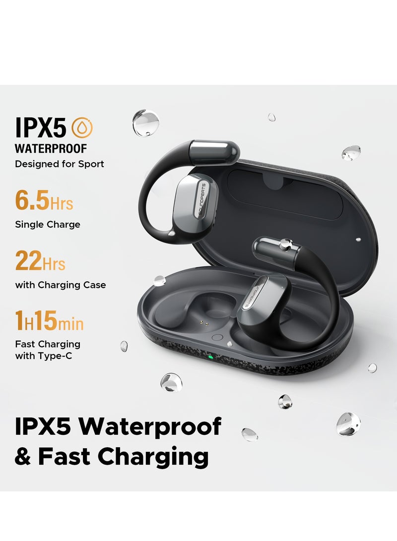 SoundPEATS HearFit Open-Ear Bluetooth 5.3 Earbuds Earphones Hi-Res Sound Multipoint Pairing IPX5 Support App black - Image 5