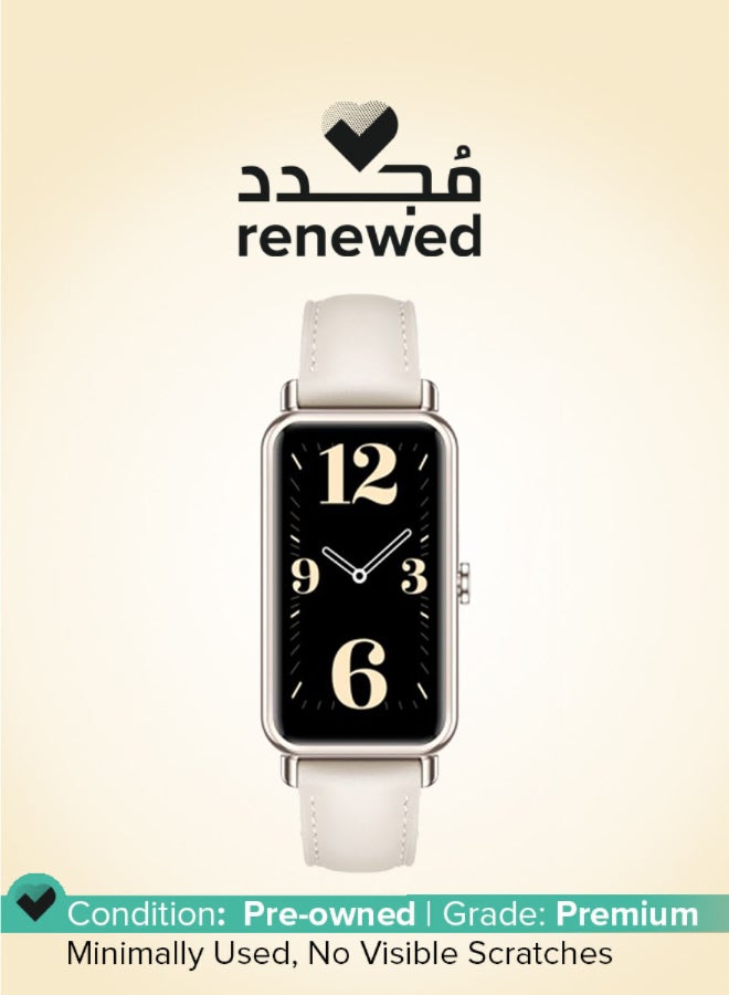 هواوي Renewed - Watch Fit Mini Light Gold Aluminum Case With Leather Strap Frosty White - Image 1