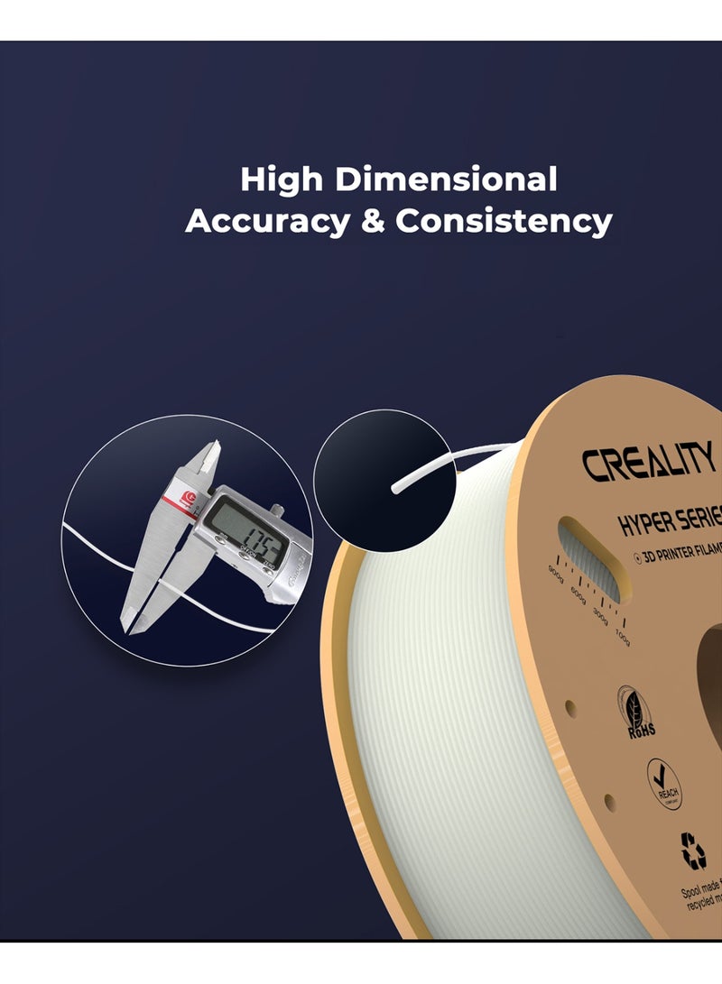 Creality 3D Hyper PLA Filament 1.75mm High Fluidity High Speed 3D Printing Material Stable Extrusion Spool Dimensional 1KG(2.2lb) Accuracy +/-0.03mm Standard 1 Roll black - Image 3