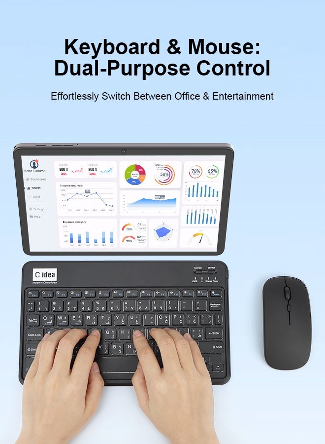 سي آيديا 10.1 Inches Tablet, Newest 5G Android Tablet  RAM 8GB ROM 1TB with Dual SIM,10000mAh Battery With Bluetooth Keyboard, Mouse and Pen CM8800plus-black - Image 4