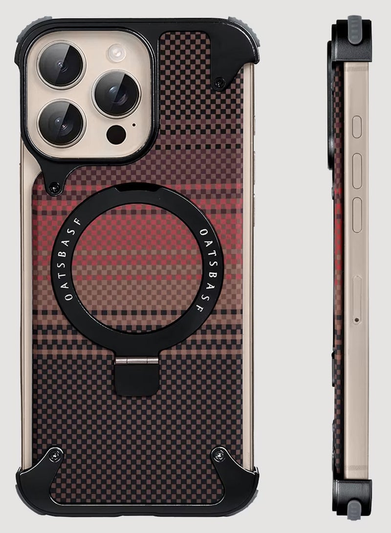 MARGOUN Case Cover for iPhone 16 Pro Max, Magnetic Ring Stand, Carbon Fiber Texture, Shockproof Armor, MagSafe Compatible Brown-1 - Image 5