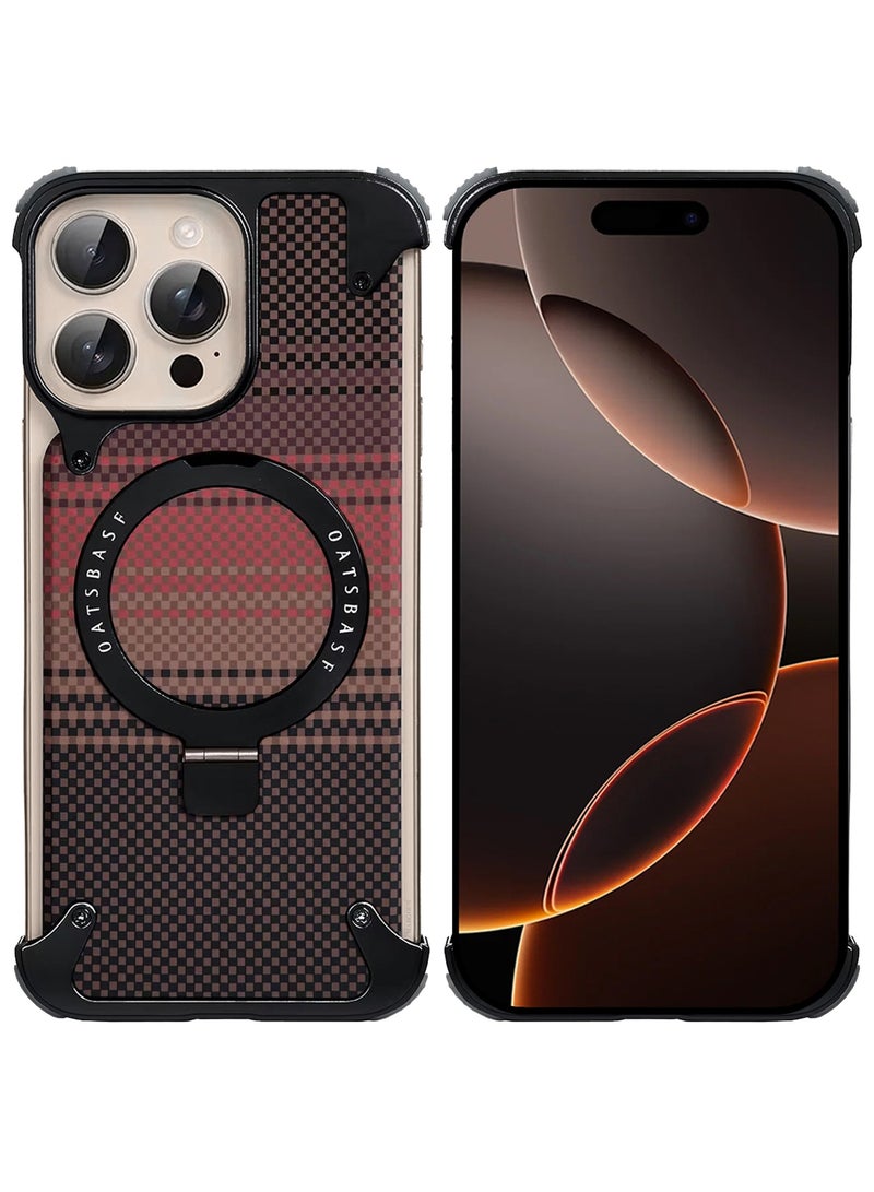 MARGOUN 2Packs Case Cover for iPhone 16 Pro Max, Magnetic Ring Stand, Carbon Fiber Texture, Shockproof Armor, MagSafe Compatible With Screen Protector Brown-2 - Image 5