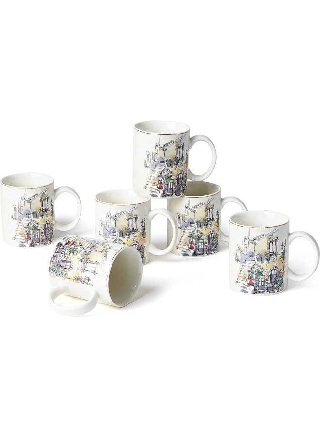 نيو فلام Neoflam Tea Mug Set – 6 Pieces – Porcelain with Assorted Decor multicolour - Image 1