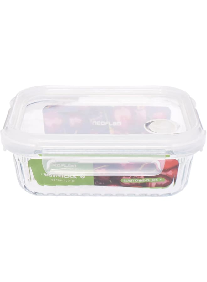 نيو فلام Neoflam Wavelock Glass Food Storage – Rectangular clear 640ml - Image 1