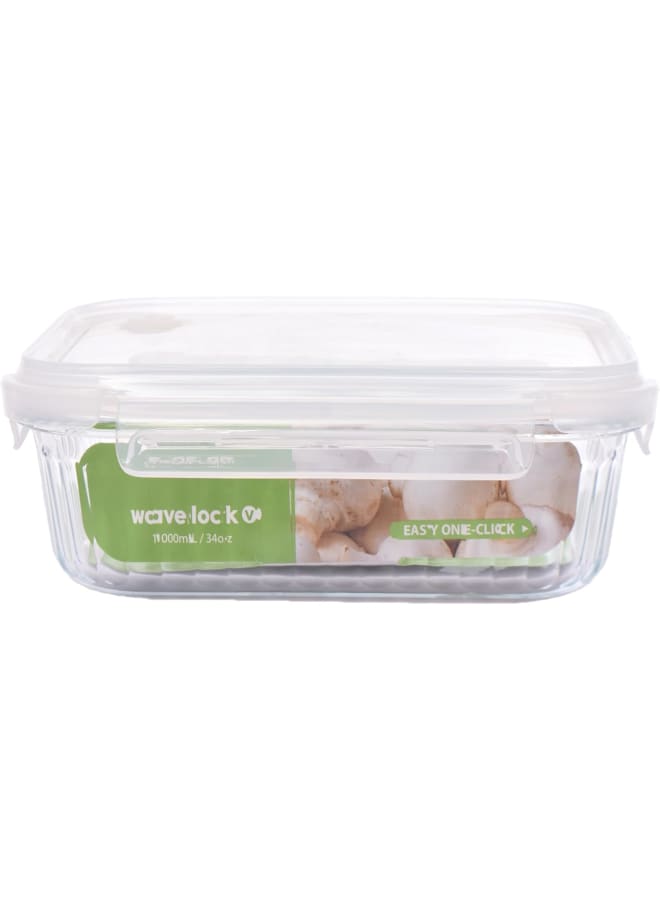 نيو فلام Neoflam Wavelock Glass Food Storage – 1L Rectangular clear 1Liters - Image 1
