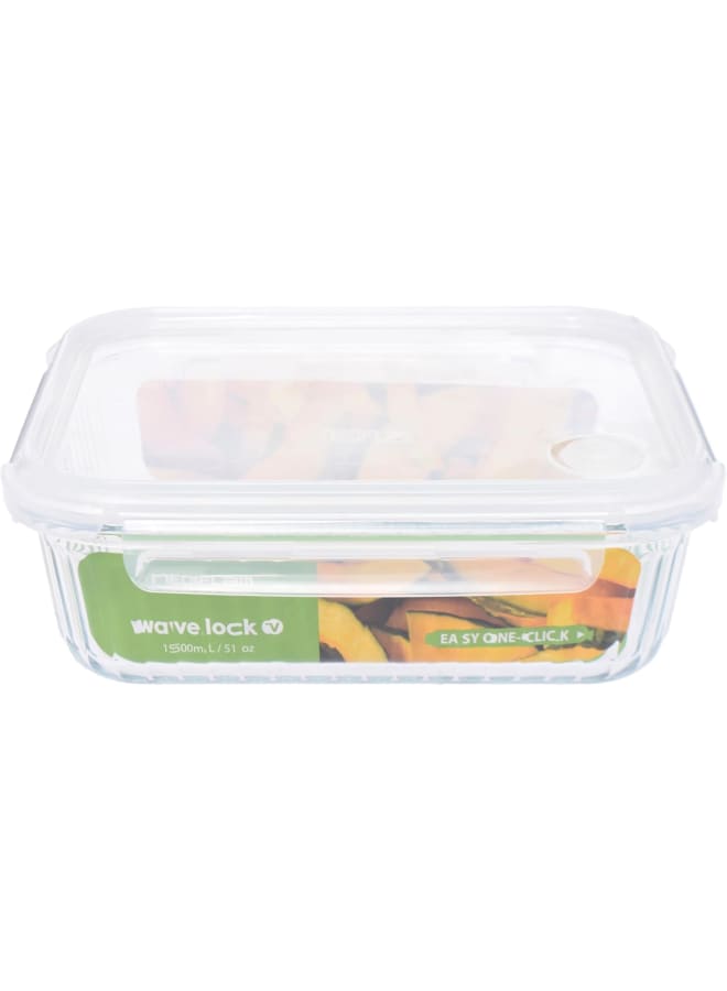 نيو فلام Neoflam Wavelock Glass Food Storage – 1.5L Rectangular clear 1.5Liters - Image 1
