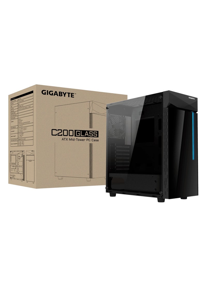 GIGABYTE CASE GIGABYTE C200 GLASS RGB Black - Image 2
