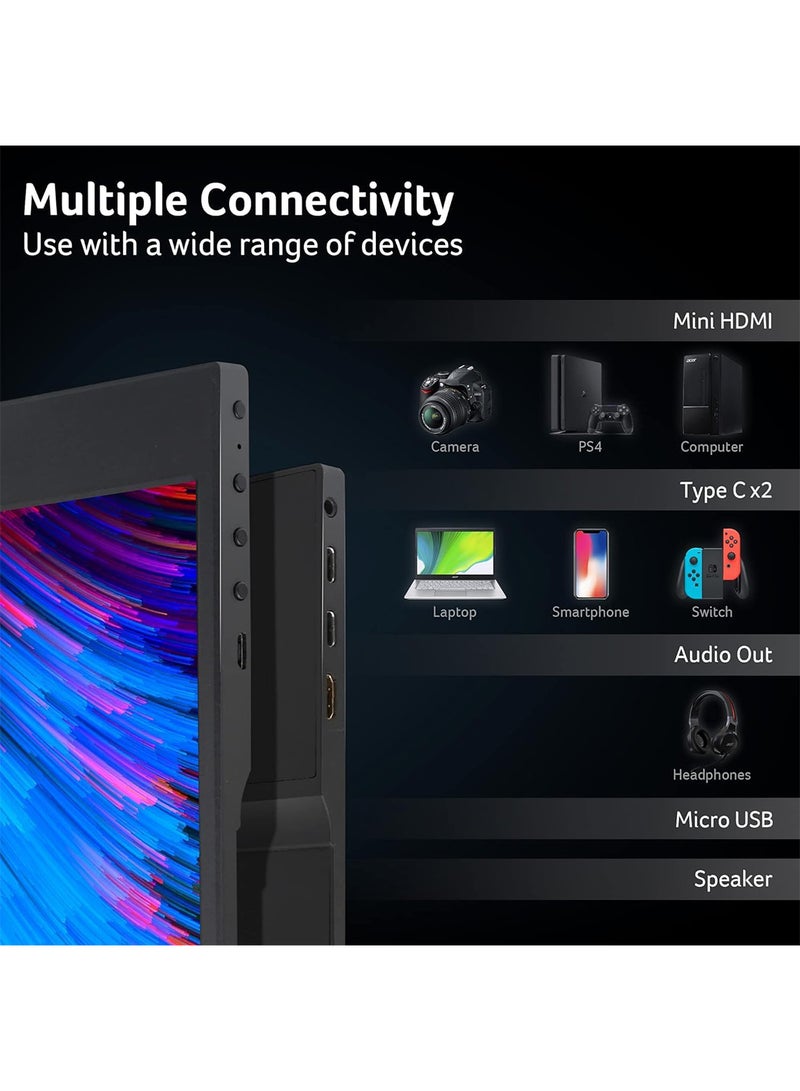 أيسر شاشة PM161Q محمولة IPS بحجم 15.6 بوصة بدقة Full HD (1920 x 1080) | USB Type-C للفيديو/الطاقة | Micro USB للطاقة الإضافية | ميل من 15 درجة إلى 35 درجة | سوداء - Image 5