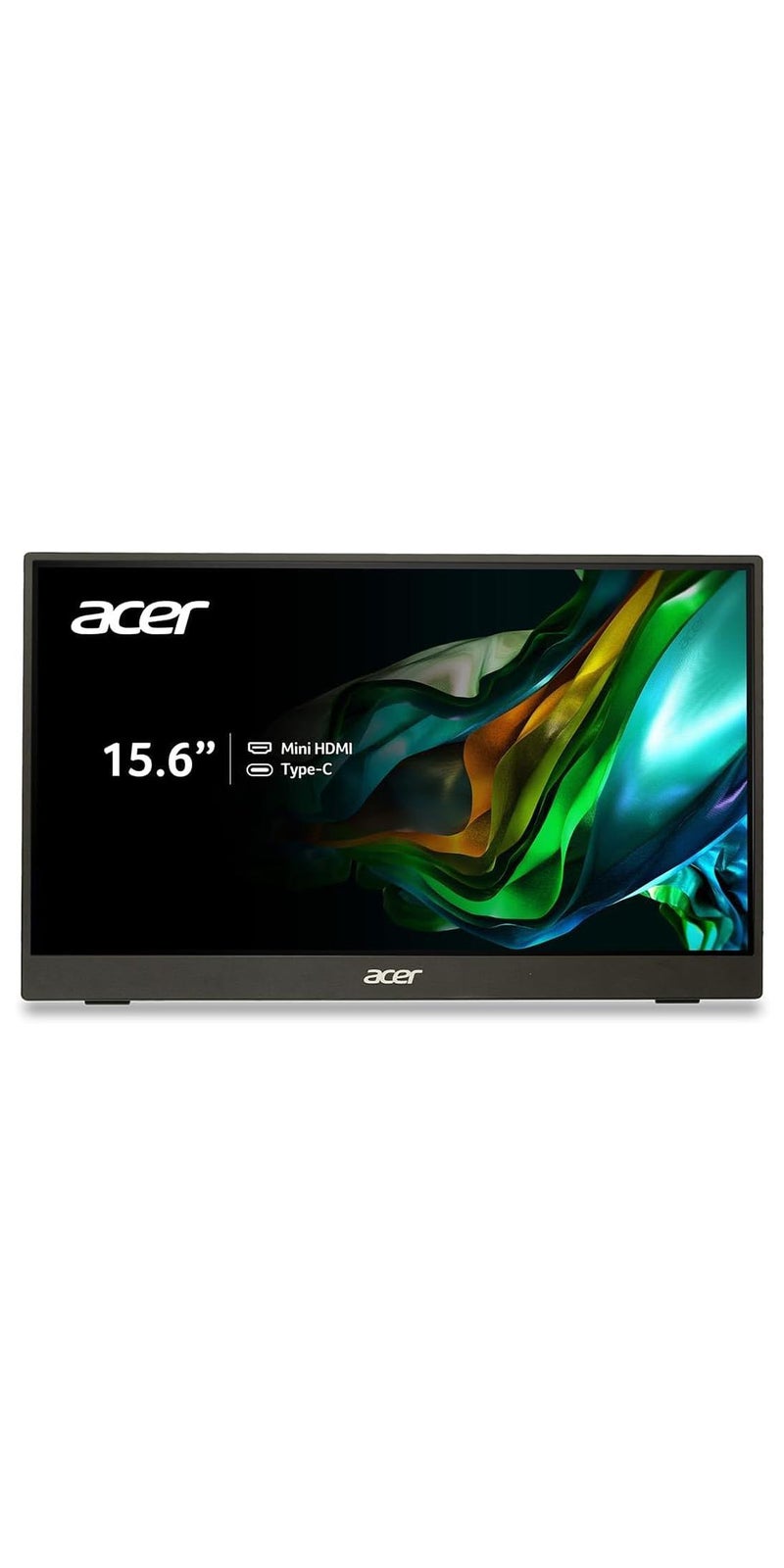 Acer PM161Q Portable IPS 15.6 Inch Full HD (1920 x 1080) Monitor I USB Type-C for Video/Power I Micro USB for Supplemental Power I 15 Degree to 35 Degree Tilt I Black black - Image 1