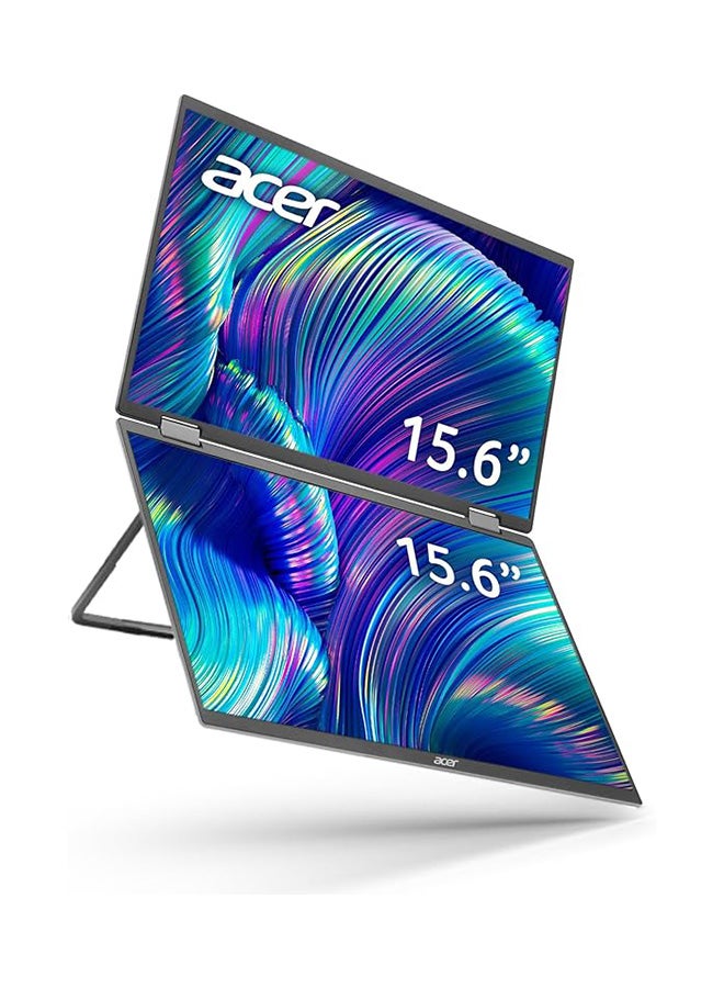 Acer 15.6 Inch Foldable Dual FHD Portable Monitor, HDMI, 2 x USB type C (15 W),  250 cd/m², VESA Mountable, Ref. UM.ZP3EE.009 black - Image 1