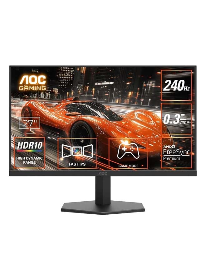 AOC 27G11ZE2 27-Inch FHD 1920x1080 Fast IPS Gaming Monitor, 240Hz, 0.3ms MPRT, 1ms GtG, HDR10, AMD FreeSync & NVIDIA G-SYNC Compatible, 99% sRGB, Tilt Adjustable, VESA Mountable black - Image 1