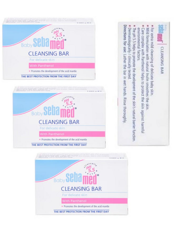 Sebamed Baby Cleansing Bar Soap For Delicate Skin 100g (Pack of 3) - Image 1