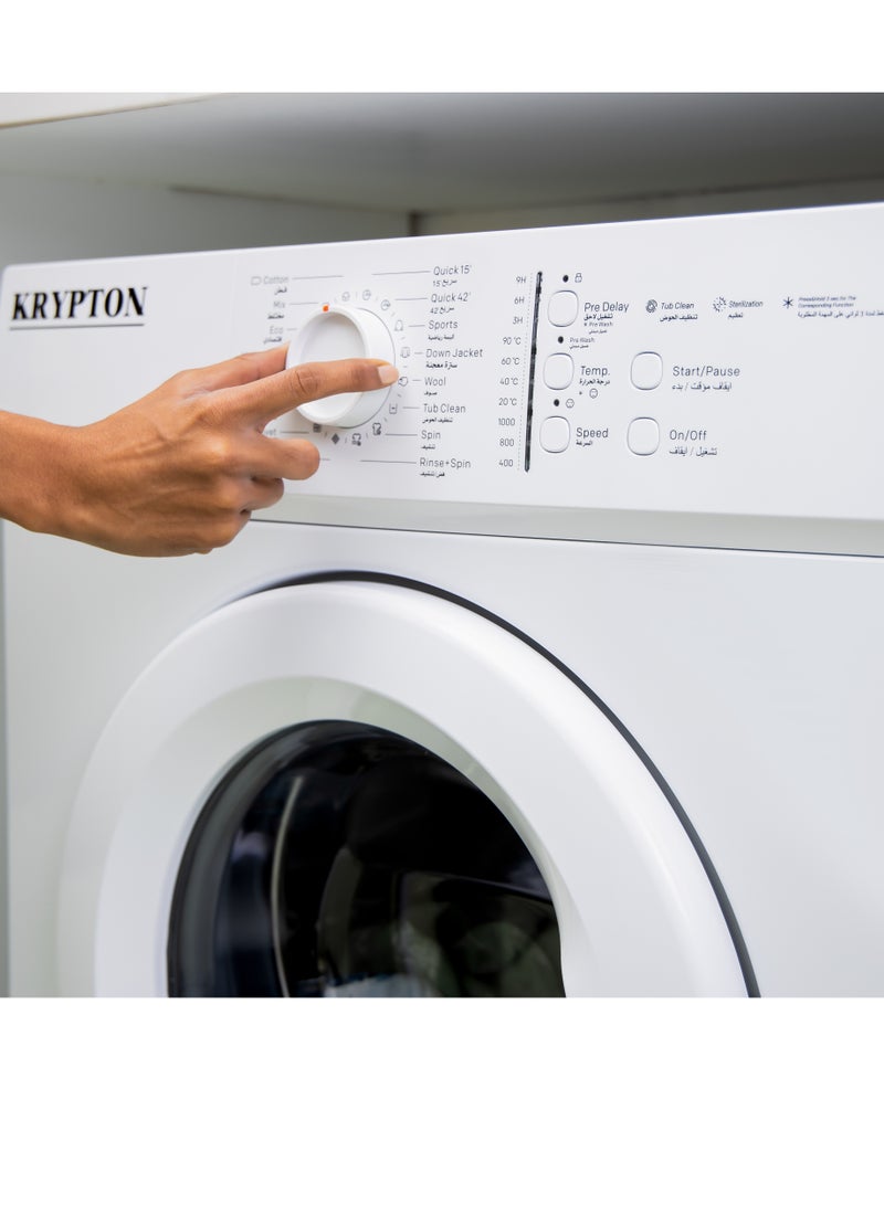 KRYPTON 6 KG Fully Automatic Washing Machine| Automatic Front Load Washing Machine, Equipped With LED Display, Baby Care 90° Hot Wash, Delicate Wash Quick 15 Washing Programs, 1 Year Warranty,6 kg 1750 W -KNFWM6342 White KNFWM6243 White - Image 5