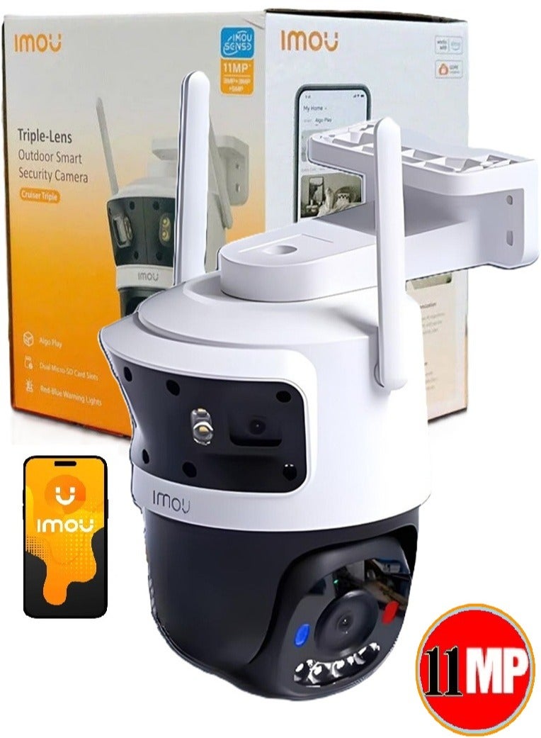 IMOU Cruiser 11MP Triple-Lens (5MP + 3MP + 3MP lenses) Outdoor WiFi Security Camera – 2K Smart AI Detection, PTZ, Dual-Band WiFi 6, Night Vision, 2-Way Audio, MicroSD Storage (IPC-S7UN-11M0WED) - Image 1