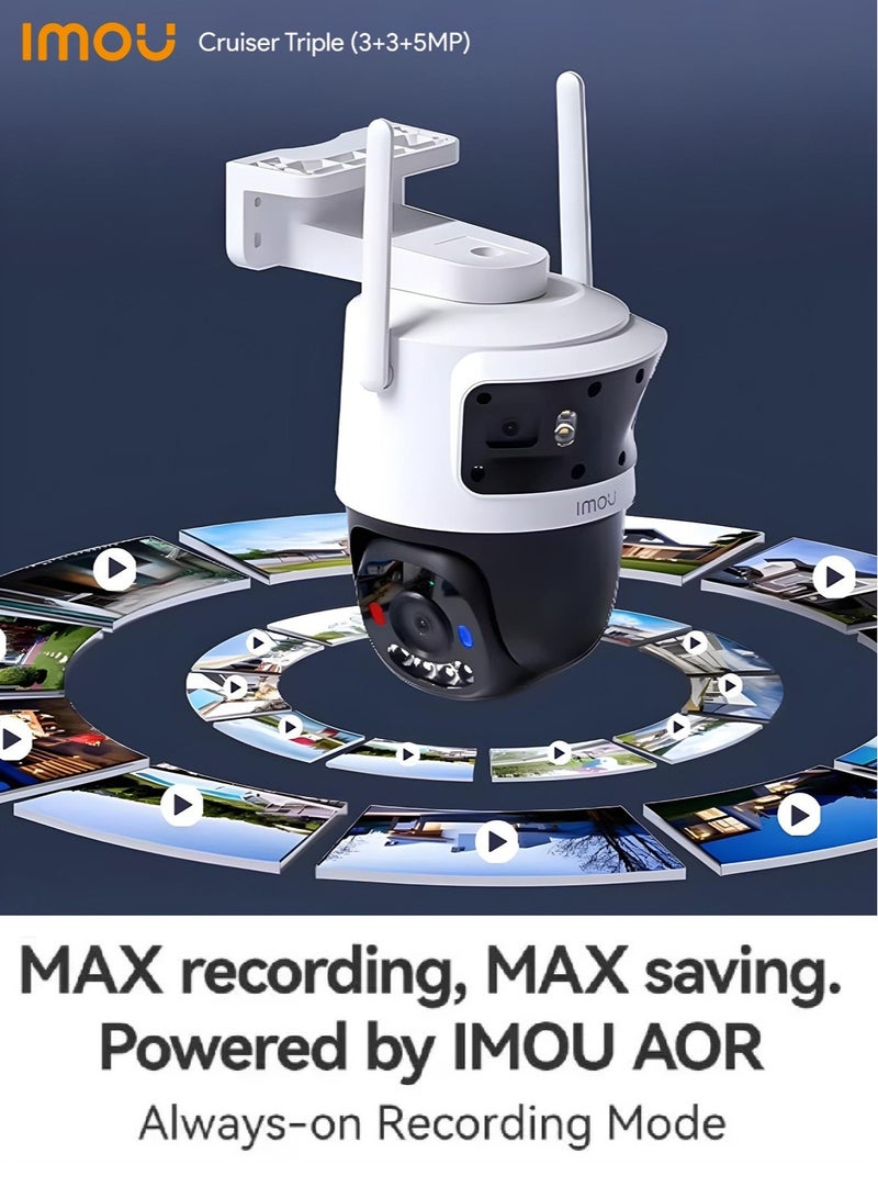 IMOU Cruiser 11MP Triple-Lens (5MP + 3MP + 3MP lenses) Outdoor WiFi Security Camera – 2K Smart AI Detection, PTZ, Dual-Band WiFi 6, Night Vision, 2-Way Audio, MicroSD Storage (IPC-S7UN-11M0WED) - Image 3