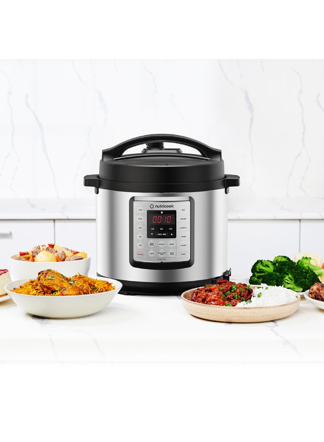 nutricook Electric Pressure Cooker, 6 Liters, Smart Pot Eko ON 1000 Watts, 9 In 1 Rice Cooker, Slow Cooker, Steamer, Sauté Pot, Yogurt Maker & More,14 Smart Programs, 2 Year Warranty, SPEK6-ON, Silver/Black 6 L 1000 W SP104 silver - Image 4
