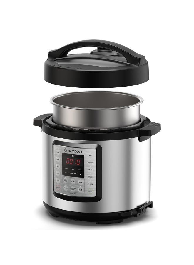 nutricook Electric Pressure Cooker, 6 Liters, Smart Pot Eko ON 1000 Watts, 9 In 1 Rice Cooker, Slow Cooker, Steamer, Sauté Pot, Yogurt Maker & More,14 Smart Programs, 2 Year Warranty, SPEK6-ON, Silver/Black 6 L 1000 W SP104 silver - Image 2