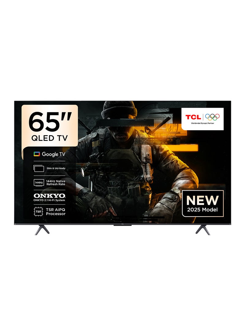 تي سي إل Television 65 Inch Smart TV 4K QLED Colorful Quantum Crystal HDR 10+ Gaming Google TV, 144Hz Native Refresh Rate, ONKYO 2.1 Hi-Fi, Dolby Atmos, MEMC, Game Master, (2025 Model) 65P8K Black - Image 1