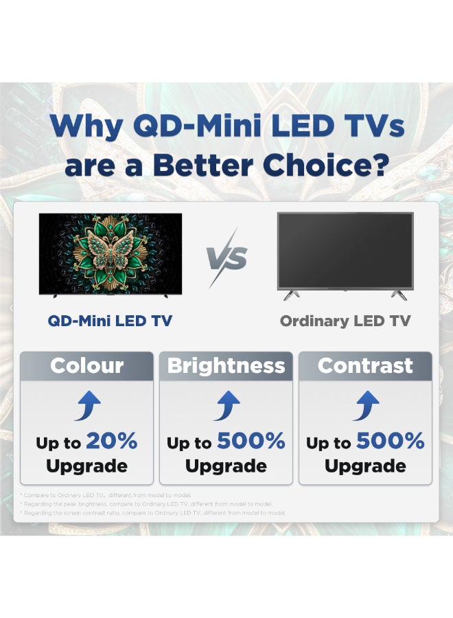 تي سي إل Television 55 Inch Smart TV 4K QD-Mini LED Colorful Quantum Crystal HDR 10+ Gaming Google TV, 144Hz Native Refresh Rate, ONKYO 2.1 Hi-Fi, Dolby Atmos, AI Mode, (2025 Model) 55C6K Black - Image 2