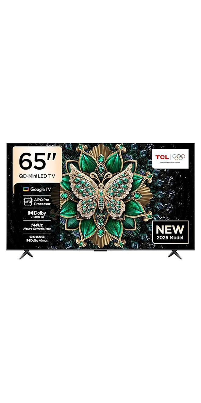 تي سي إل تلفاز ذكي 65 بوصة 4K QD-Mini LED ملون كوانتم كريستال HDR 10+ للألعاب جوجل TV، معدل تحديث أصلي 144Hz، ONKYO 2.1 Hi-Fi، دولبي أتموس، وضع الذكاء الاصطناعي، (طراز 2025) - Image 1