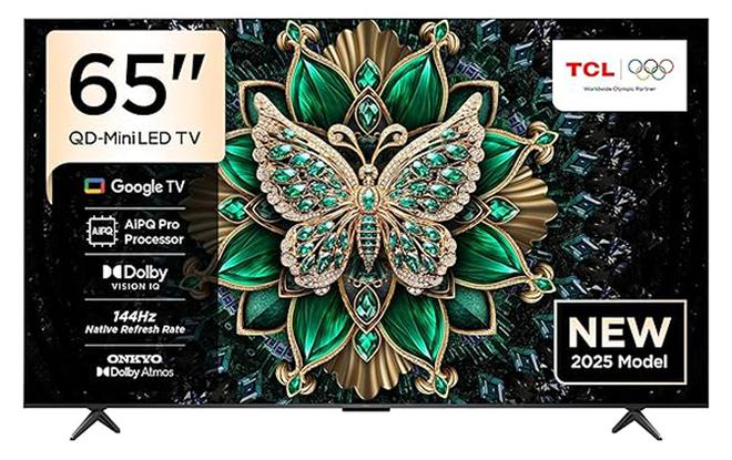 TCL 65 Inch Smart TV 4K QD-Mini LED Colorful Quantum Crystal HDR 10+ Gaming Google TV, 144Hz Native Refresh Rate, ONKYO 2.1 Hi-Fi, Dolby Atmos, AI Mode, (2025 Model) 65C6K Black - Image 1