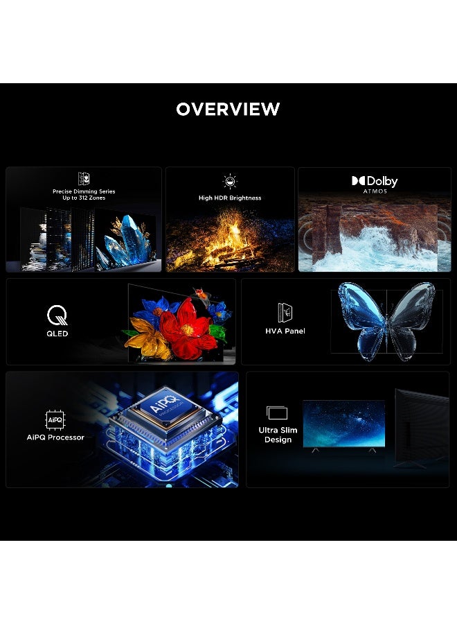 تي سي إل Television 85 Inch Smart TV 4K QD-Mini LED Colorful Quantum Crystal HDR 10+ Gaming Google TV, 144Hz Native Refresh Rate, ONKYO 2.1 Hi-Fi, Dolby Atmos, AI Mode, (2025 Model) 85C6K Black - Image 3