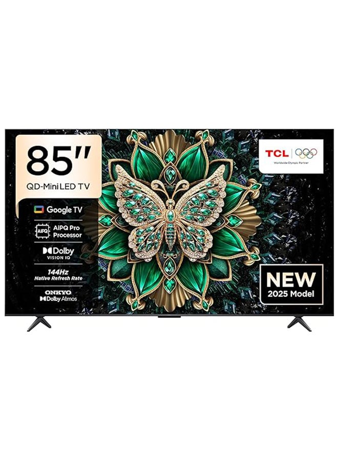 تي سي إل Television 85 Inch Smart TV 4K QD-Mini LED Colorful Quantum Crystal HDR 10+ Gaming Google TV, 144Hz Native Refresh Rate, ONKYO 2.1 Hi-Fi, Dolby Atmos, AI Mode, (2025 Model) 85C6K Black - Image 1