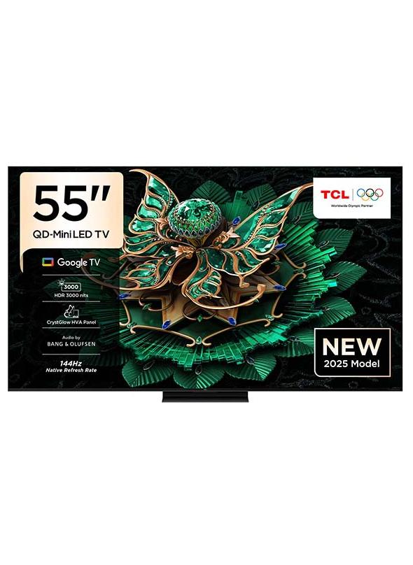 TCL 55-Inch Smart QD-Mini LED Gaming Google TV, 144Hz Native Refresh Rate, Precise Dimming Series CrystGlow HVA Panel, HDR 2600 nits, Ultra Slim Design (2025 Model) 55C7K Black - Image 1