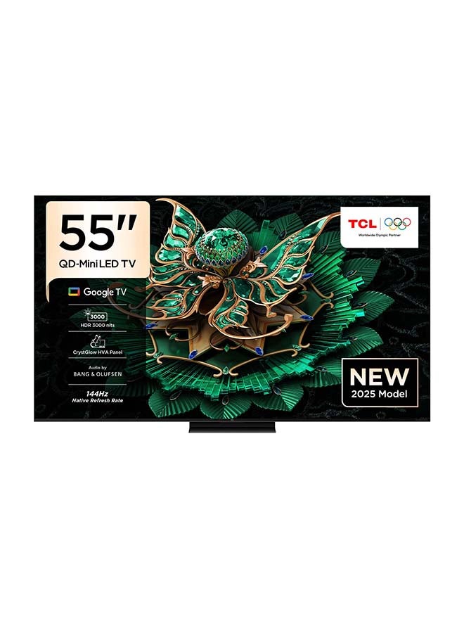 TCL 55-Inch Smart QD-Mini LED Gaming Google TV, 144Hz Native Refresh Rate, Precise Dimming Series CrystGlow HVA Panel, HDR 2600 nits, Ultra Slim Design (2025 Model) 55C7K Black - Image 1
