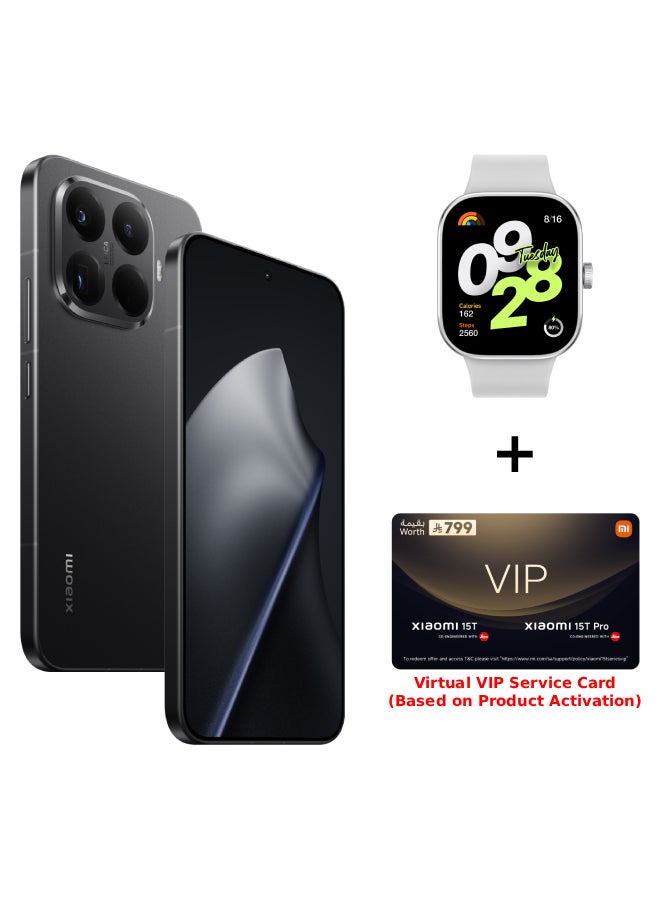 Xiaomi 15T Pro Dual SIM+eSIM Black 12GB RAM 512GB 5G - Global Version with Redmi Watch 4 + Virtual VIP Service Card - Image 1