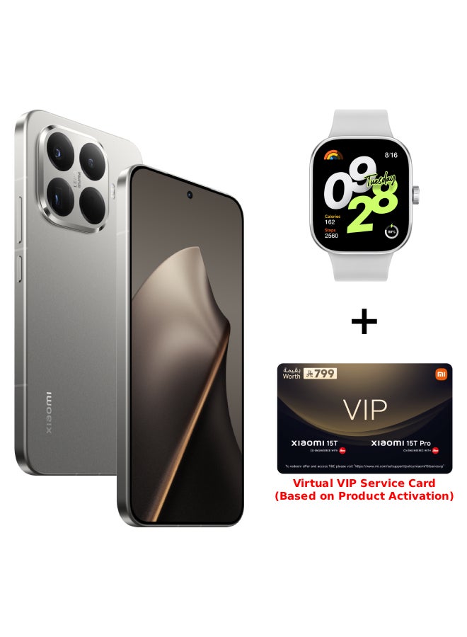 Xiaomi 15T Pro Dual SIM+eSIM Gray 12GB RAM 512GB 5G - Global Versionwith FREE Gifts (Redmi Watch 4 +  Virtual VIP Service Card) - Image 1