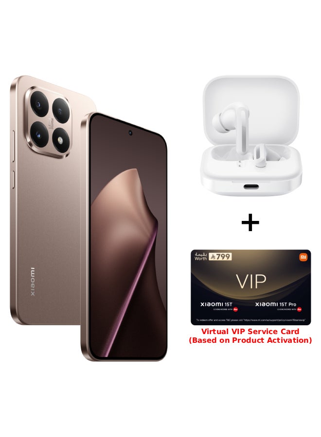 Xiaomi 15T Dual SIM+eSIM Rose Gold 12GB RAM 512GB 5G - Global Version with Redmi Buds 5 + Virtual VIP Service Card - Image 1